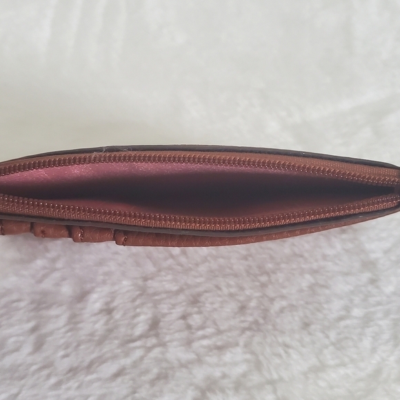 Faux Pebbled Leather Coin Cash Credit Card Tan Brown Mini Cardholder Wallet - Picture 7 of 8